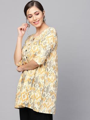 ikat a-line kurti - 16845045 - Standard Image - 2