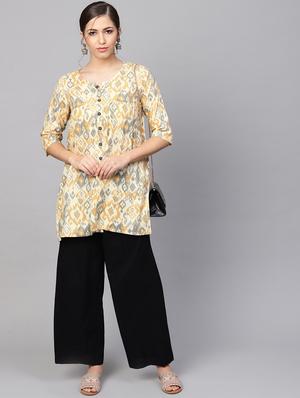 ikat a-line kurti - 16845045 - Standard Image - 4