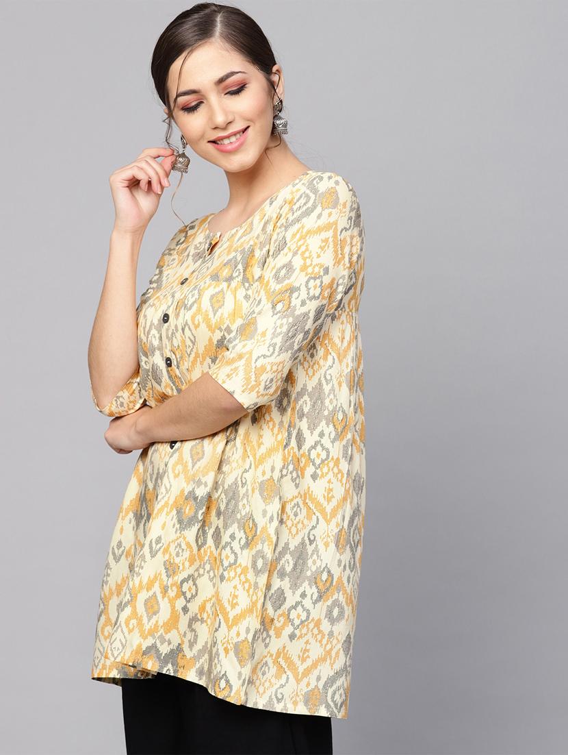 ikat a-line kurti - 16845045 - Zoom Image - 2