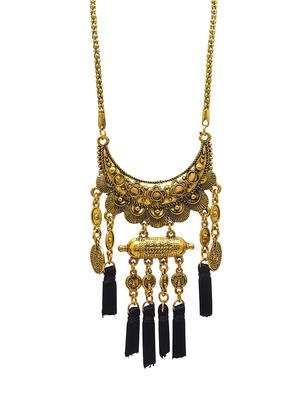 black gold metal long necklace - 16845308 - Standard Image - 2
