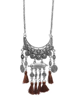 brown metal long necklace - 16845311 - Standard Image - 2