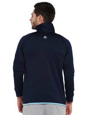 navy blue color block casual jacket - 16845418 - Standard Image - 3