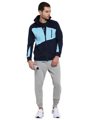 navy blue color block casual jacket - 16845418 - Standard Image - 4