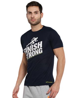 navy blue typographic chest print t-shirt - 16845421 - Standard Image - 2
