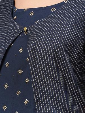 gold print a-line kurta - 16846298 - Standard Image - 4