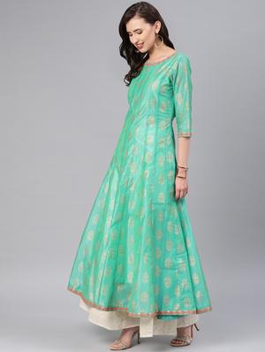 gold print anarkali kurta - 16846303 - Standard Image - 2