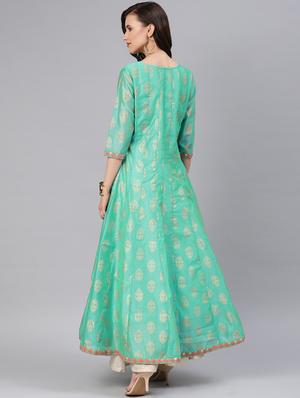 gold print anarkali kurta - 16846303 - Standard Image - 3