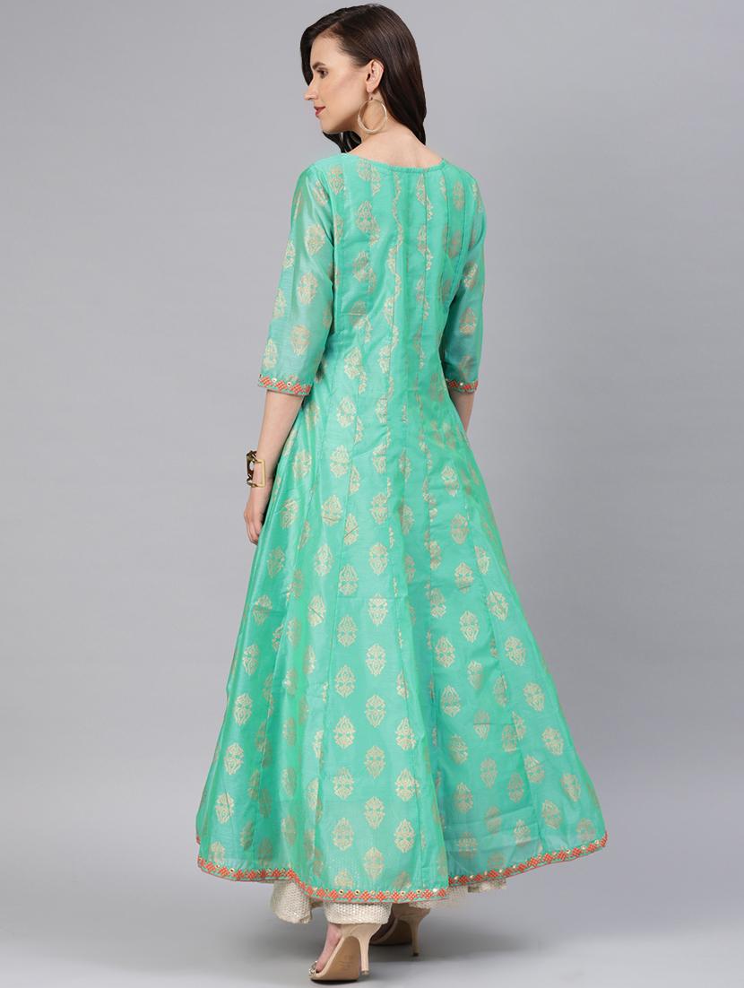gold print anarkali kurta - 16846303 - Zoom Image - 3