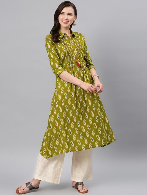 ikat print a-line kurta - 16846313 - Standard Image - 1
