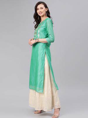 embroidered straight kurta - 16846323 - Standard Image - 2