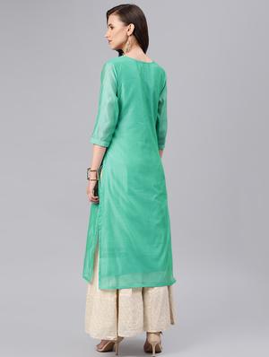 embroidered straight kurta - 16846323 - Standard Image - 3