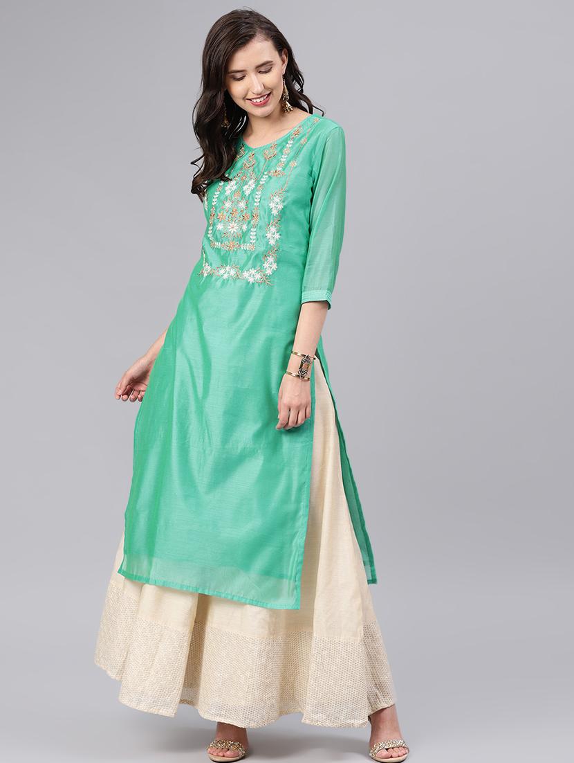 embroidered straight kurta - 16846323 - Zoom Image - 1
