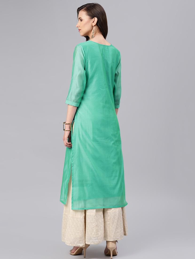 embroidered straight kurta - 16846323 - Zoom Image - 3