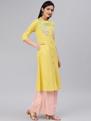 embroidered a-line kurta - 16846334 - Standard Image - 2