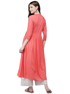 embroidered a-line kurta - 16846352 - Standard Image - 2