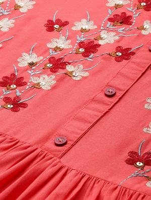 embroidered a-line kurta - 16846352 - Standard Image - 3