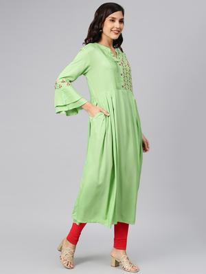 embroidered a-line kurta - 16846353 - Standard Image - 2