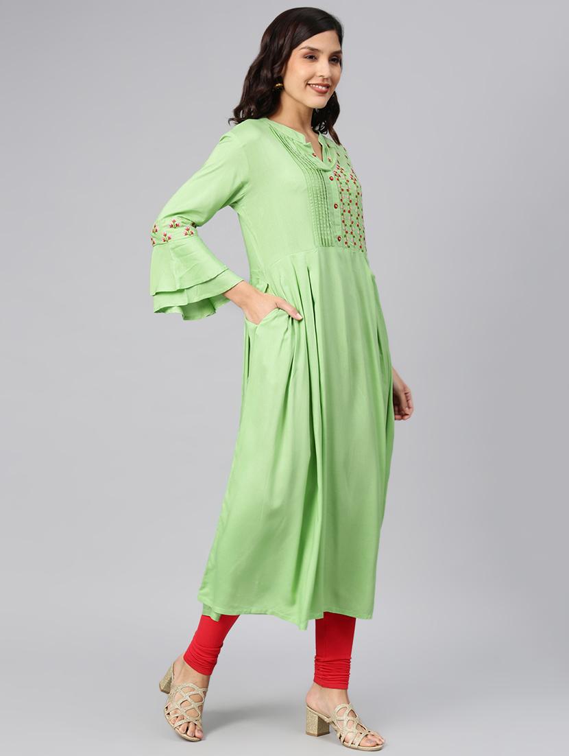 embroidered a-line kurta - 16846353 - Zoom Image - 2