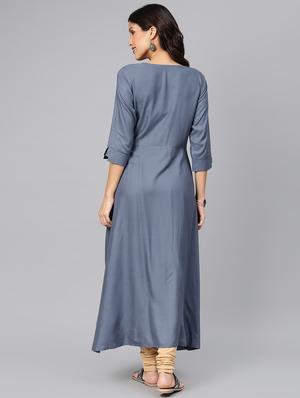 embroidered flared kurta - 16846354 - Standard Image - 3