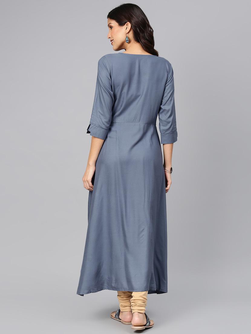 embroidered flared kurta - 16846354 - Zoom Image - 3