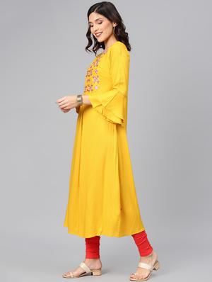 embroidered a-line kurta - 16846356 - Standard Image - 2