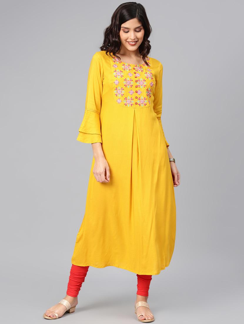 embroidered a-line kurta - 16846356 - Zoom Image - 1