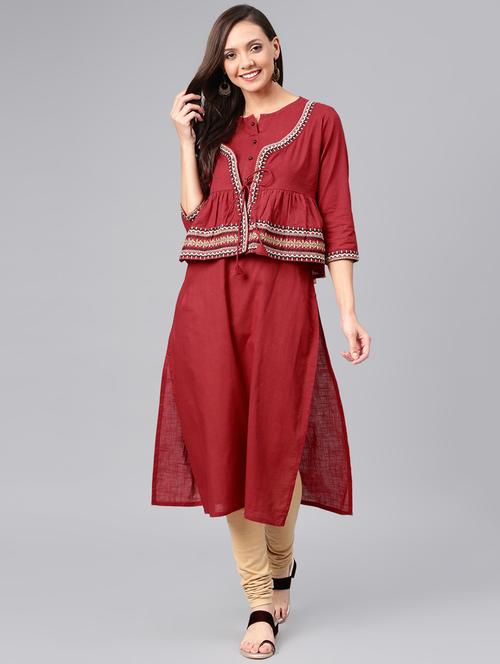 embroidered straight kurta - 16846372 - Very Small Image - 1