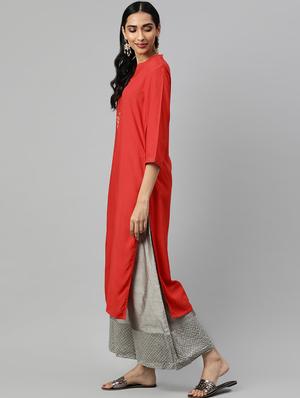 embroidered straight kurta - 16846596 - Standard Image - 2