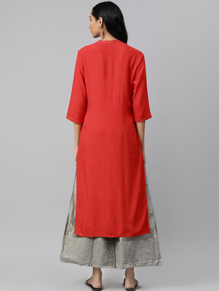 embroidered straight kurta - 16846596 - Zoom Image - 3