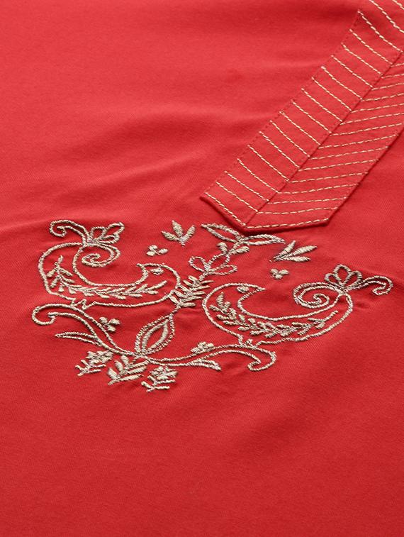 embroidered straight kurta - 16846596 - Zoom Image - 4