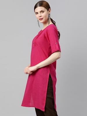 solid straight kurta - 16846597 - Standard Image - 2