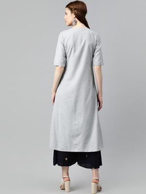 tonal embroidered a-line kurta - 16846609 - Standard Image - 3