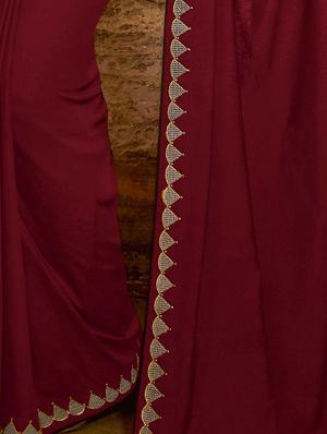 solid bordered saree with blouse - 16846624 - Standard Image - 2