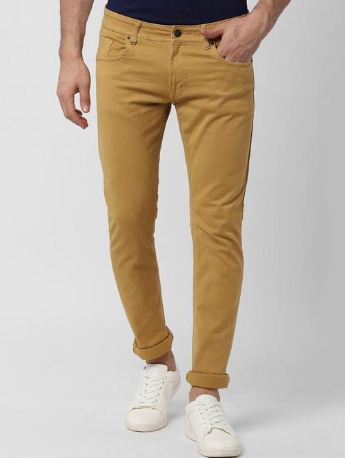 yellow solid plain jeans - 16846669 - Standard Image - 1