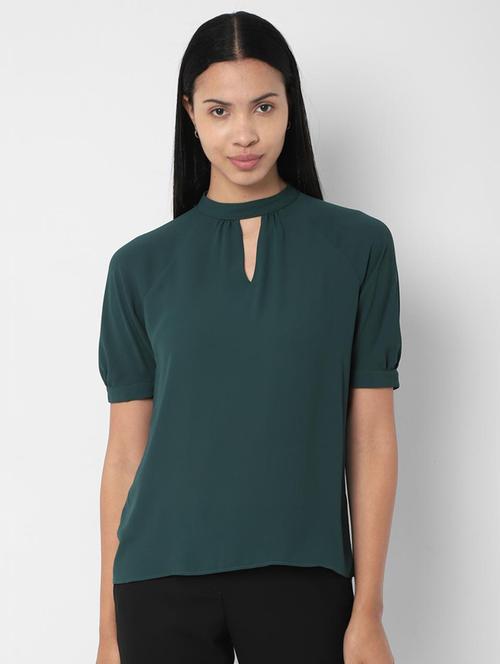 key hole neck solid top - 16846689 - Standard Image - 1