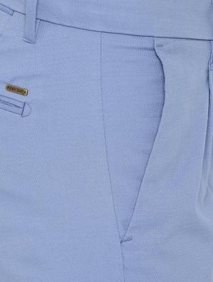 blue solid pleated front casual trouser - 16846723 - Standard Image - 4