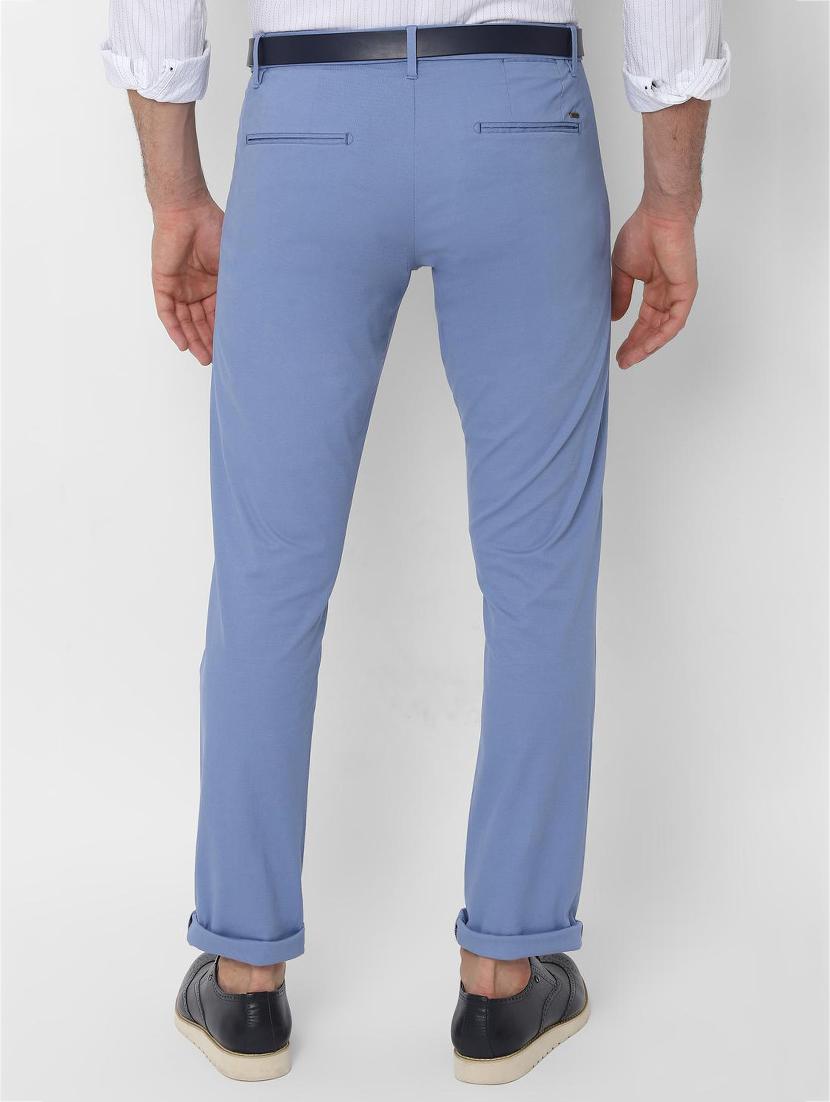 blue solid pleated front casual trouser - 16846723 - Zoom Image - 2