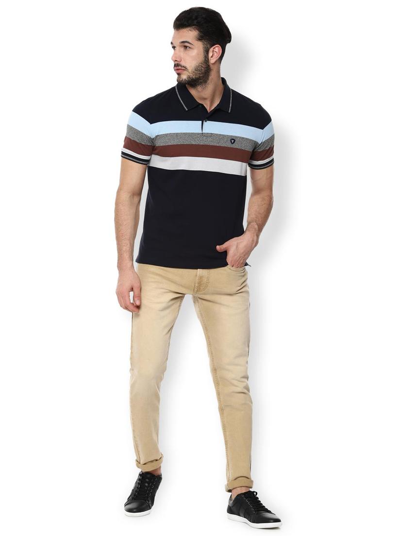 navy blue striped polo t-shirt - 16846769 - Zoom Image - 3