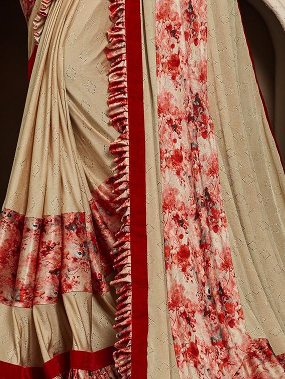 ruffle solid saree with blouse - 16846963 - Zoom Image - 2