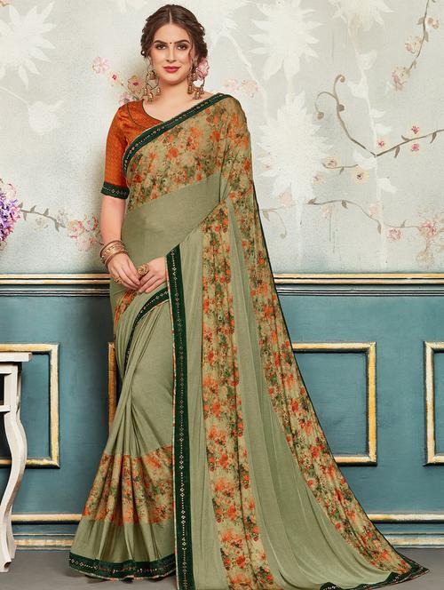 floral bordered saree with blouse - 16846965 - Standard Image - 1