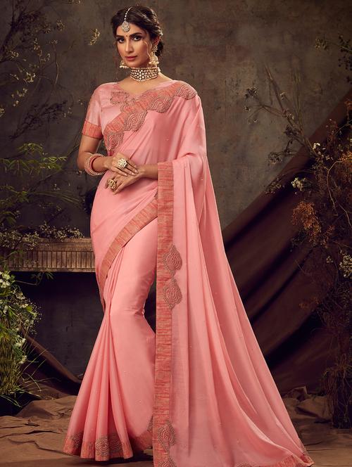 pastel embroidered saree with blouse - 16846980 - Very Small Image - 1