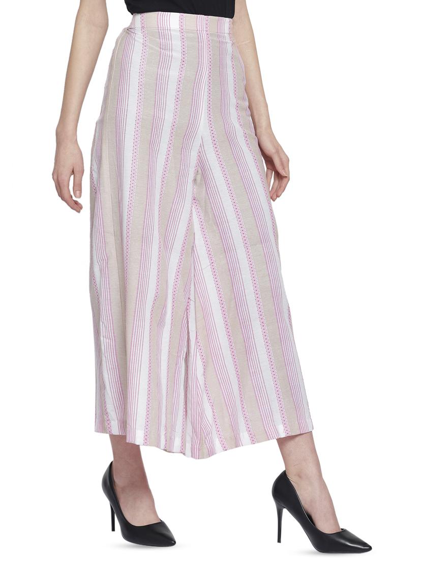 high rise striped palazzo - 16847082 - Zoom Image - 2