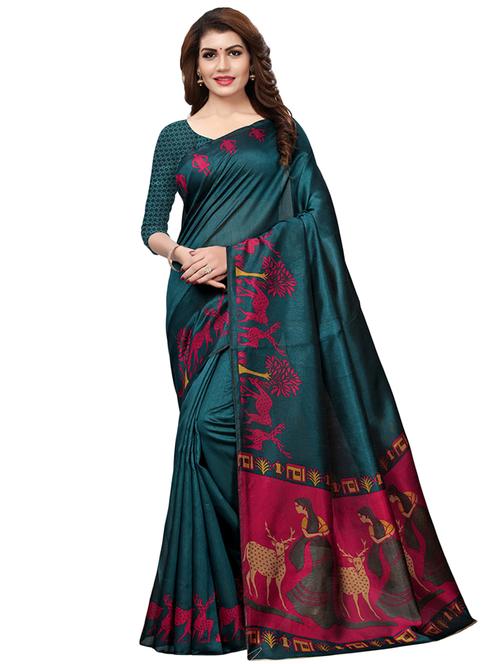 conversational bordered saree with blouse - 16847193 - Standard Image - 1