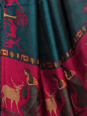 conversational bordered saree with blouse - 16847193 - Standard Image - 3
