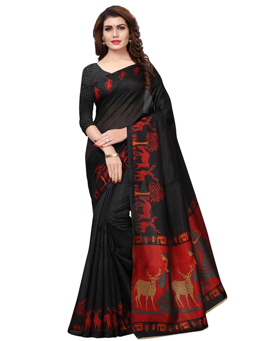 conversational bordered saree with blouse - 16847194 - Zoom Image - 1