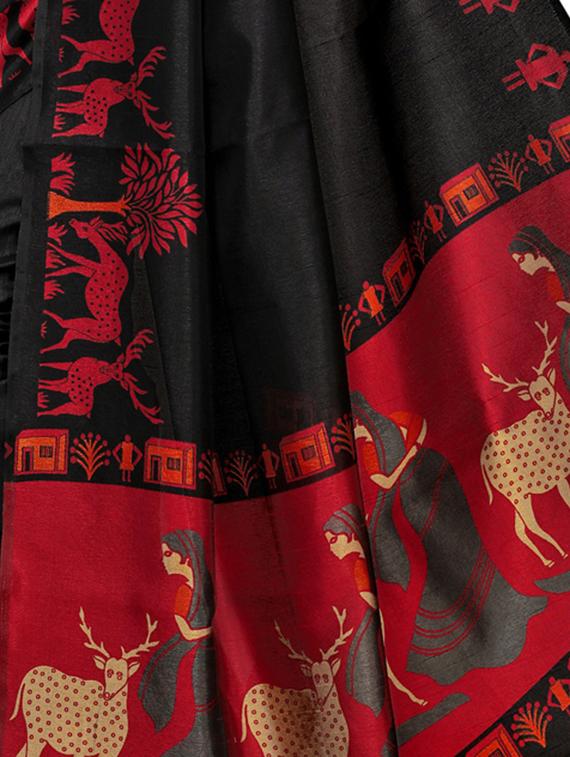 conversational bordered saree with blouse - 16847194 - Zoom Image - 3