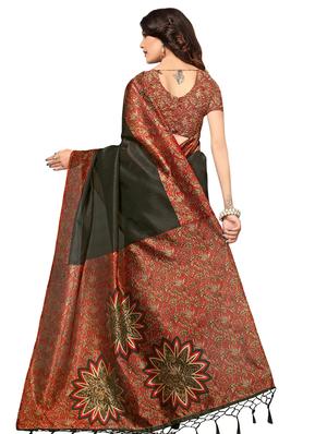 solid bordered saree with blouse - 16847221 - Standard Image - 2