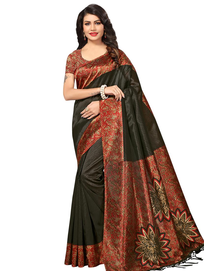 solid bordered saree with blouse - 16847221 - Zoom Image - 1