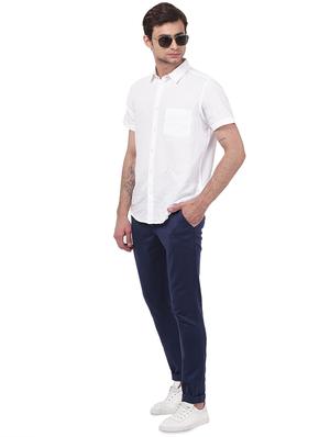 blue solid chinos - 16847276 - Standard Image - 4