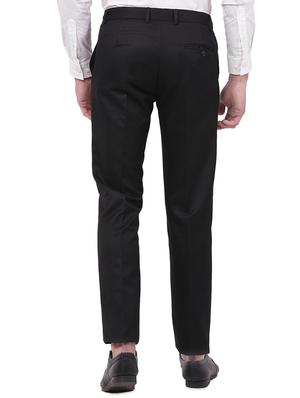 black solid flat front formal trouser - 16847278 - Standard Image - 3